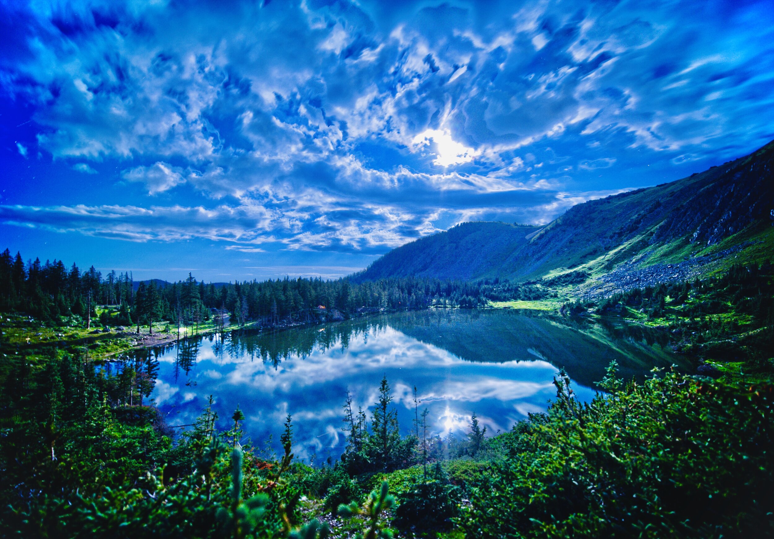 Moutain with lake view